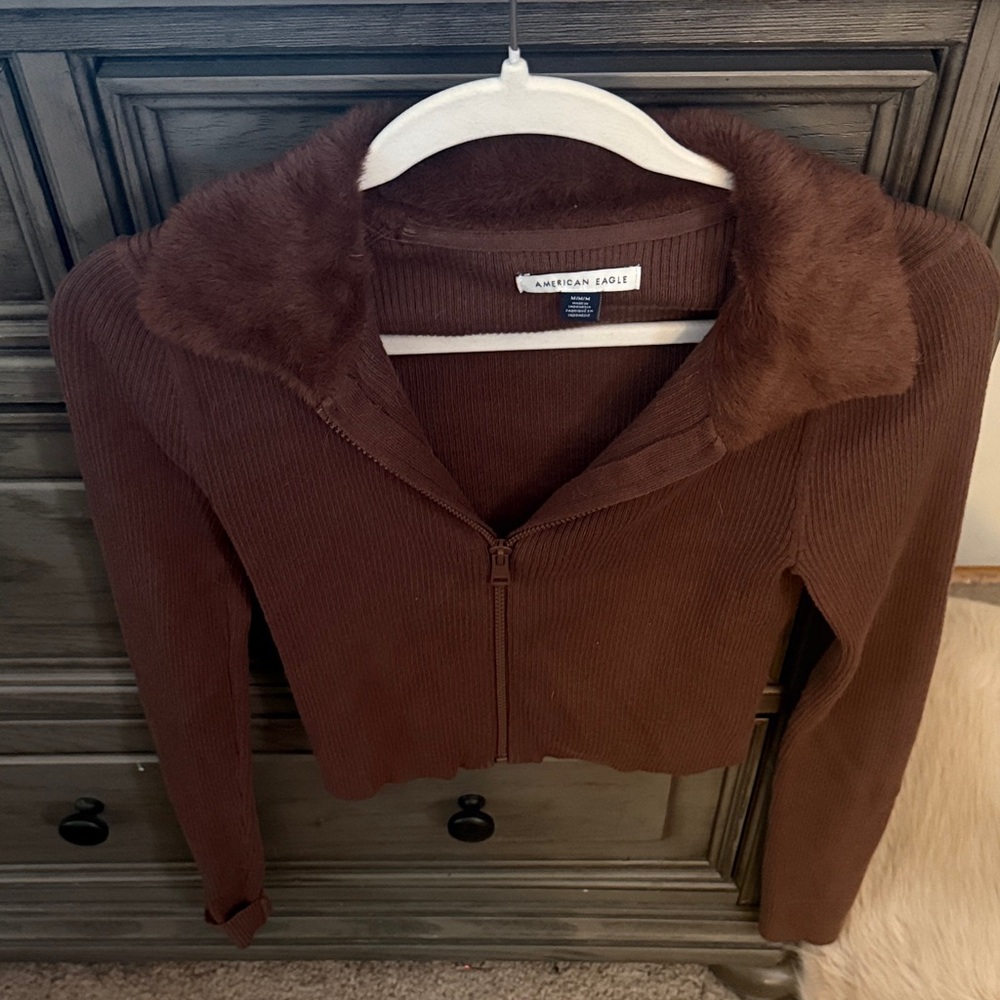 American Eagle Outfitters Women's Chocolate Teddy Jacket